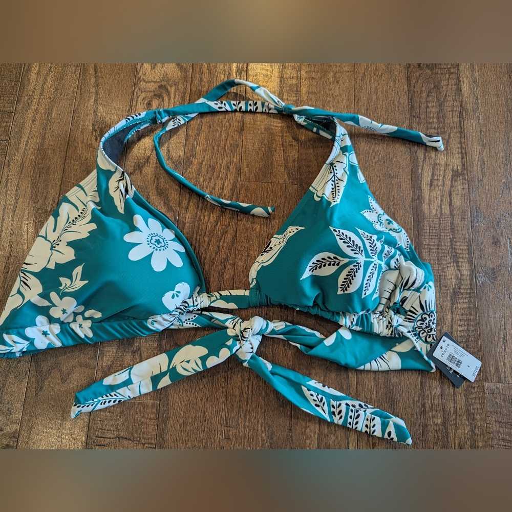 Torrid String Bikini Tie Side Cheeky Bottom 4x & Wire Free Halter 3x Floral Teal - Picture 13 of 15